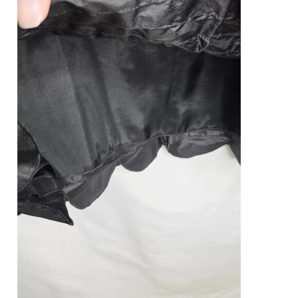 Rickie Freeman Teri Jon Black Silk Scalloped Knee Length Women's Skirt Size 6 - Picture 4 of 12